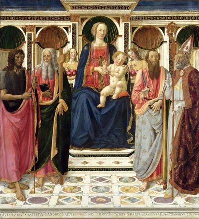 Virgin and Child with SS. John the Baptist, Andrew, Bartholomew and Zenobius by Cosimo Rosselli